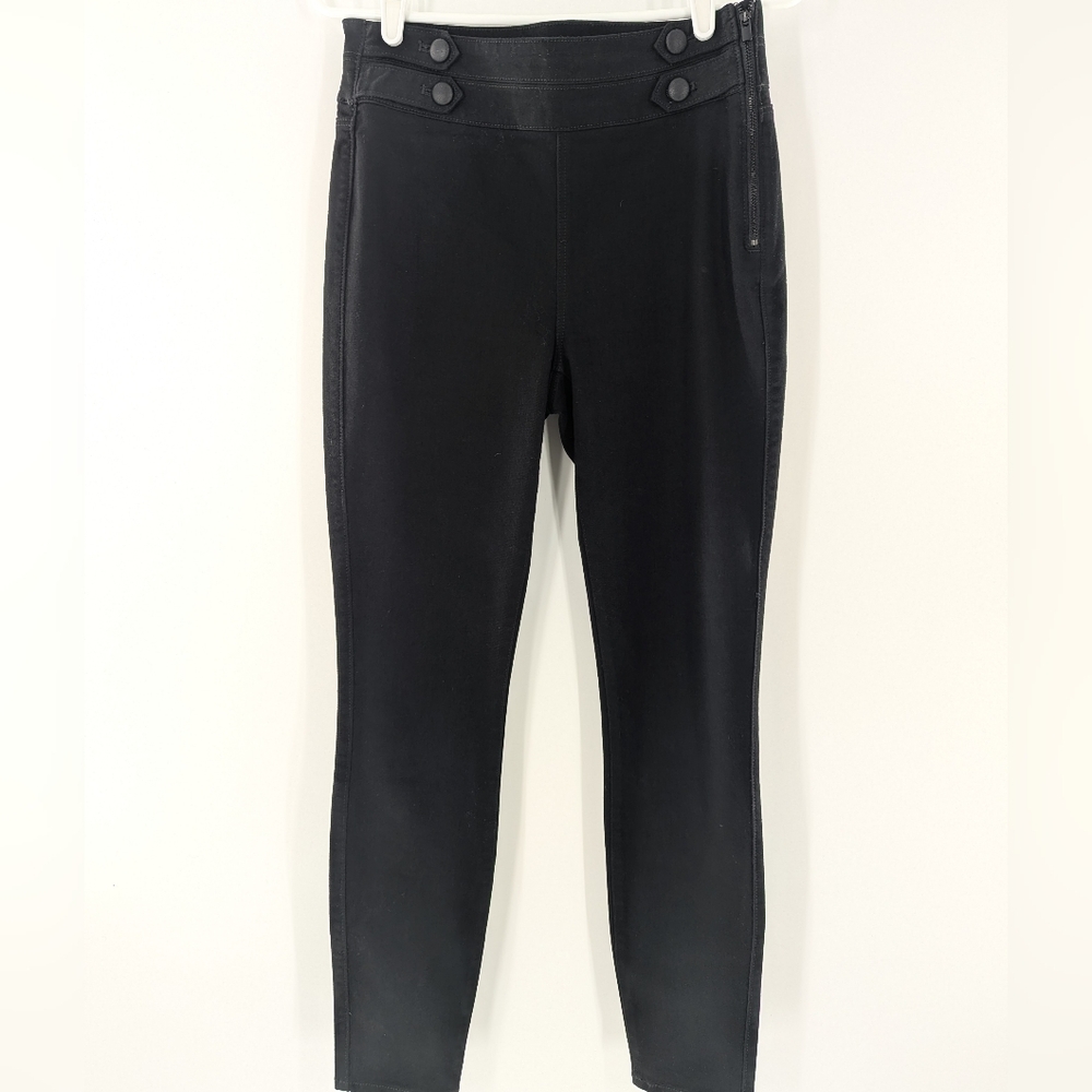 WHBM Sailor Pants Skinny Extra High Rise Side Zip 4 Black Office Career Polished
